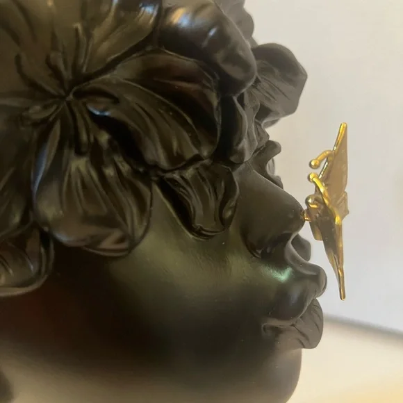 11.5-inch Modern black sculpture features a captivating design of a butterfly - Picture 3 of 6